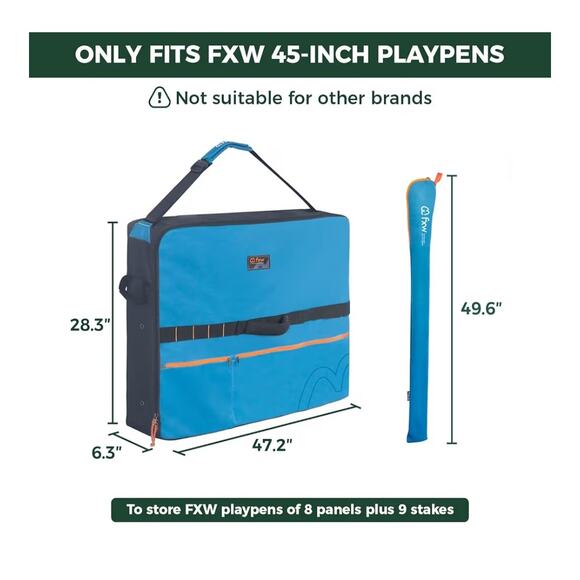 FXW 45" Specialized Dog Playpen Storage Bag - Fits 8 Panels + 9 Stakes, Blue - Picture 4 of 6